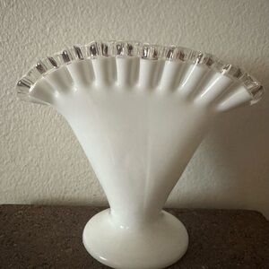 Fenton Milk Glass Fan Vase